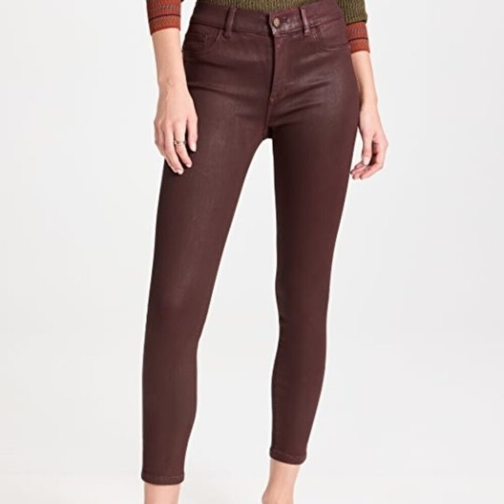 DL1961 Florence Instasculpt Sequoia Ultimate Coated Crop Skinny Ankle Pants 27